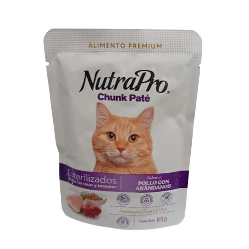 Nutrapro Pouch Gatos Esterilizado/Pollo/Arandanos