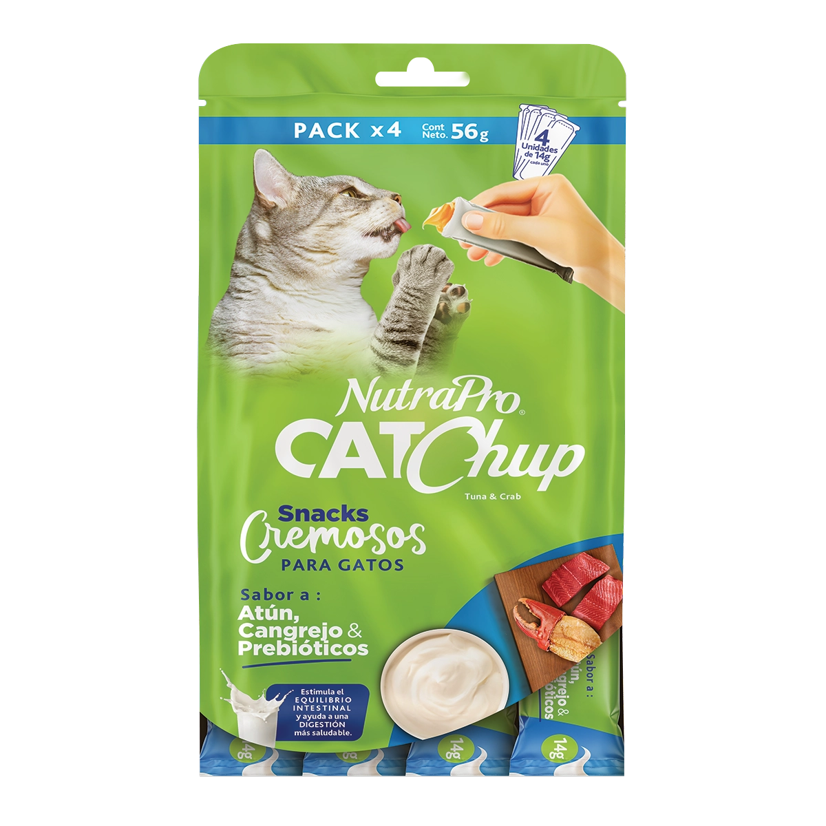 NutraPro Cat Chup Cremoso Gato Sabor Atún/Cangrejo/Prebióticos