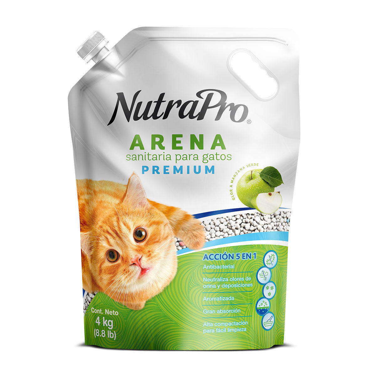 Arena Para Gatos Manzana Verde Nutrapro